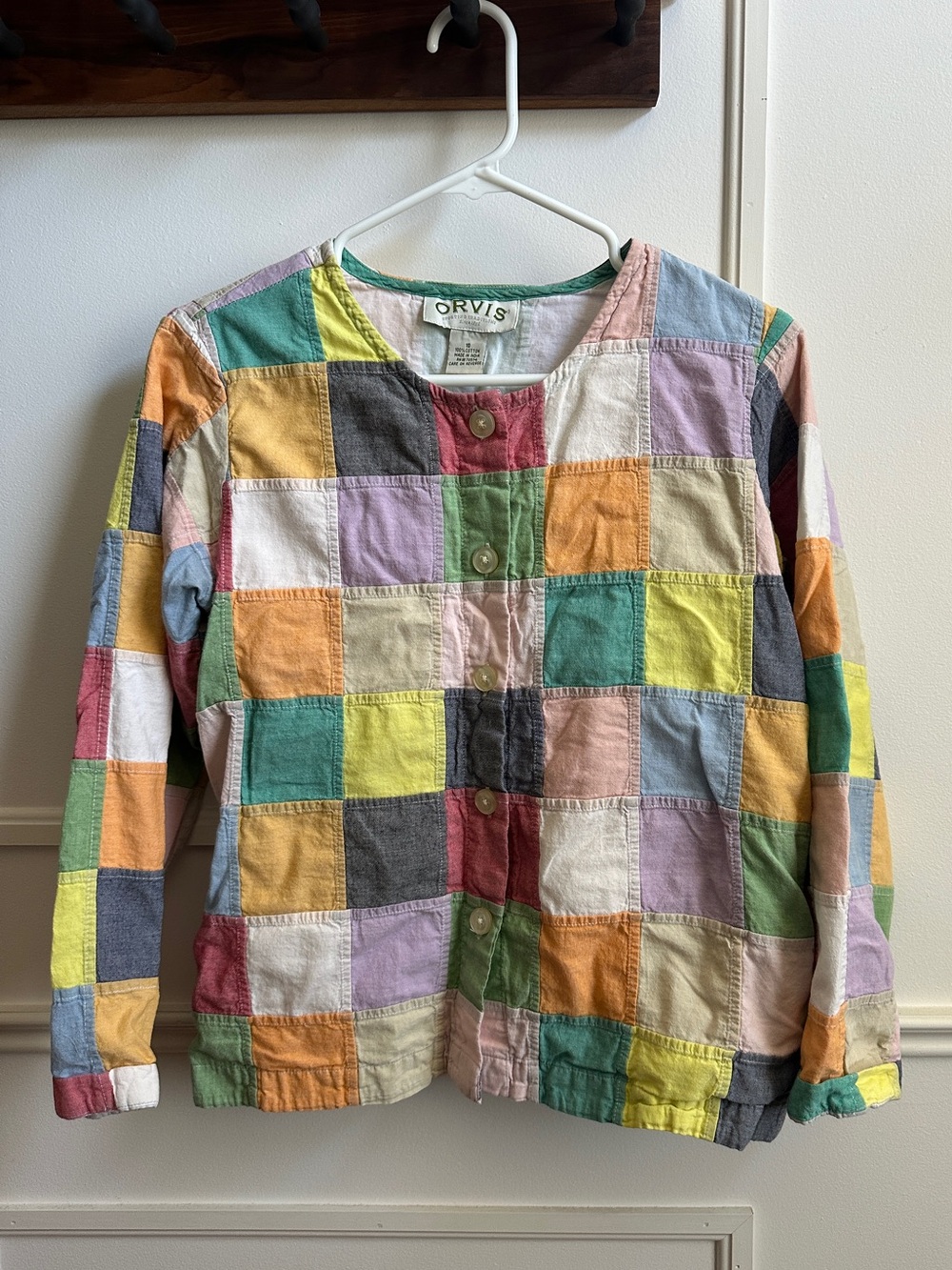 Vintage Quilted Patchwork Button-Up in Multicolor Squares